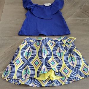 Purple and yellow baby girl skort set